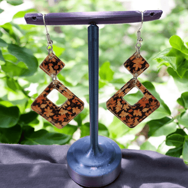 Autumn Leaves Acrylic Dangle Earrings - Hand Designed Seasonal Charm - Dangle Earring - Charm and Char